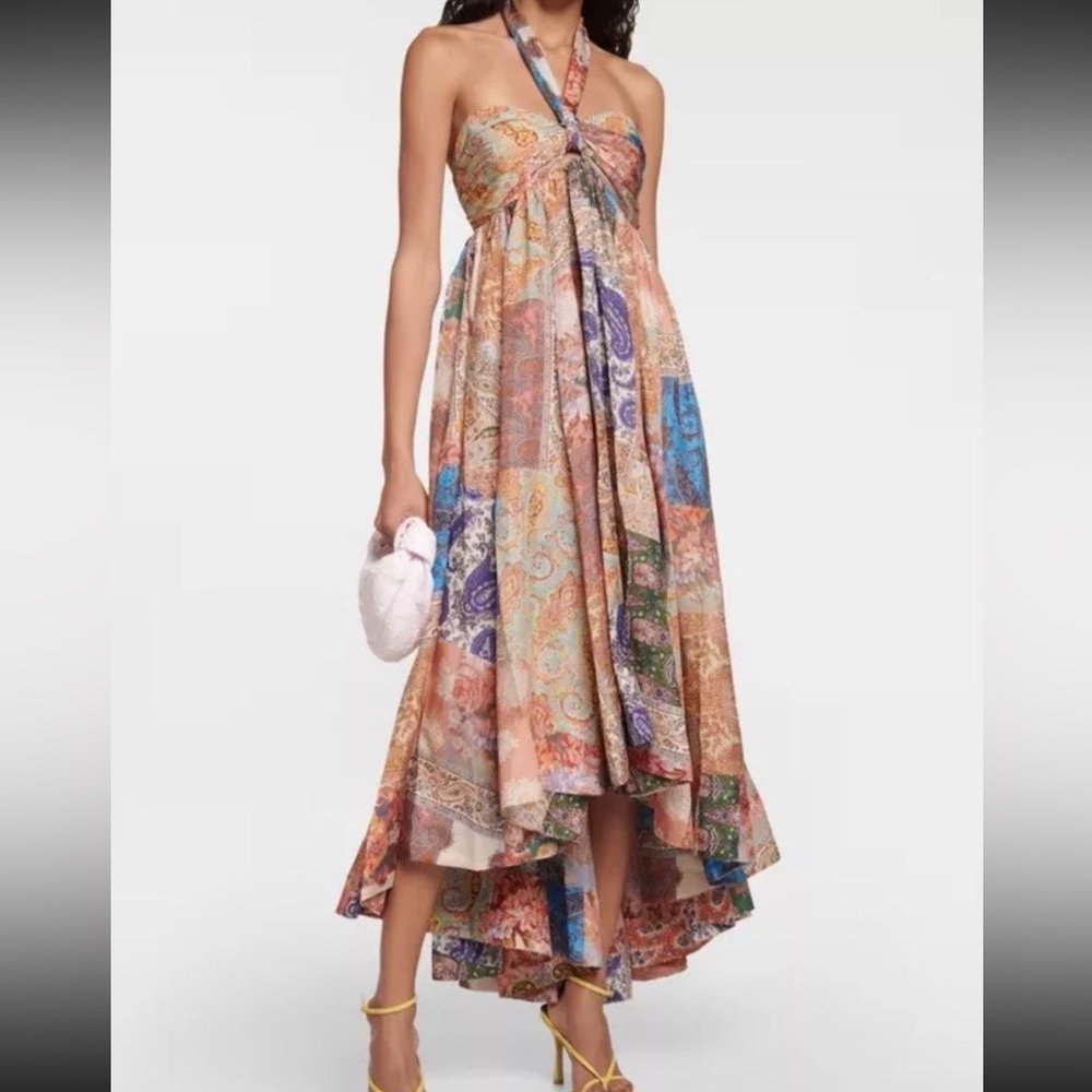 Devi Printed Silk Maxi Dress Size 0